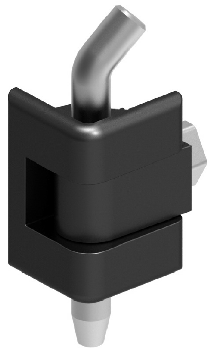 Петля угловая на одно крепление 311, металл/черное напыление со стальным штифтом 180°, 0,8-1,2мм