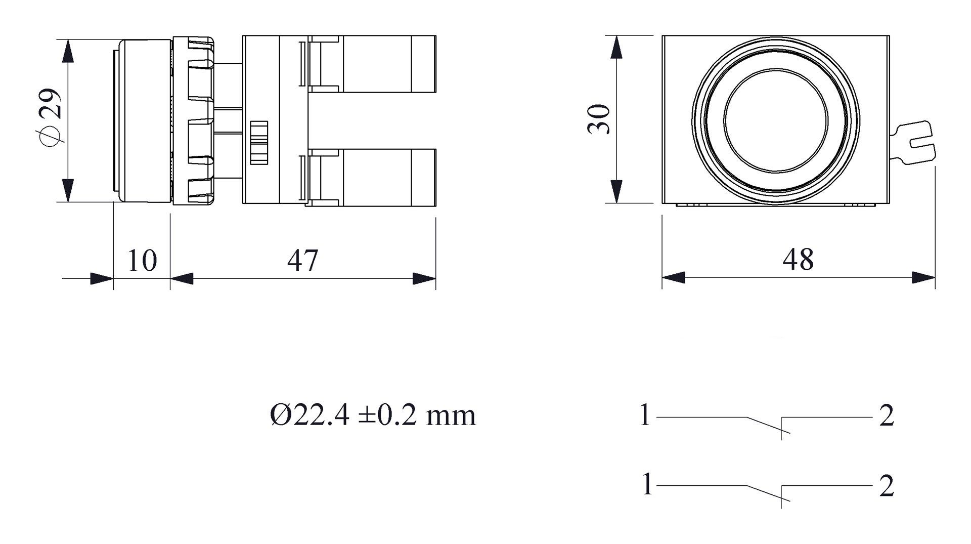 CP-D -G-(CA-C2-C2)-IP65 Кнопка зеленая пластиковая 2НЗ