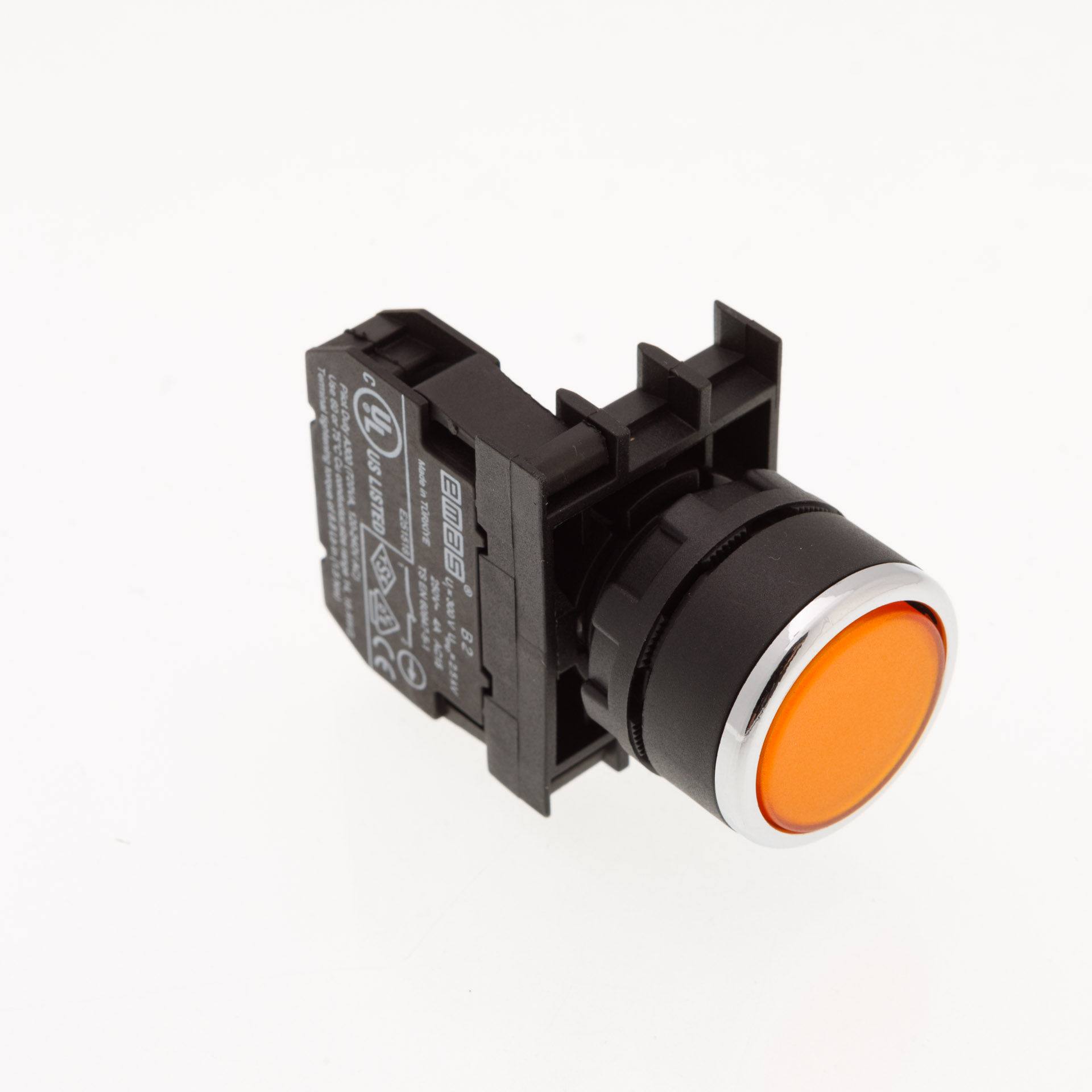 B-D -Y-(BA-B2)-IP50 Кнопка круглая без фиксации жёлтая пластиковая 1НЗ