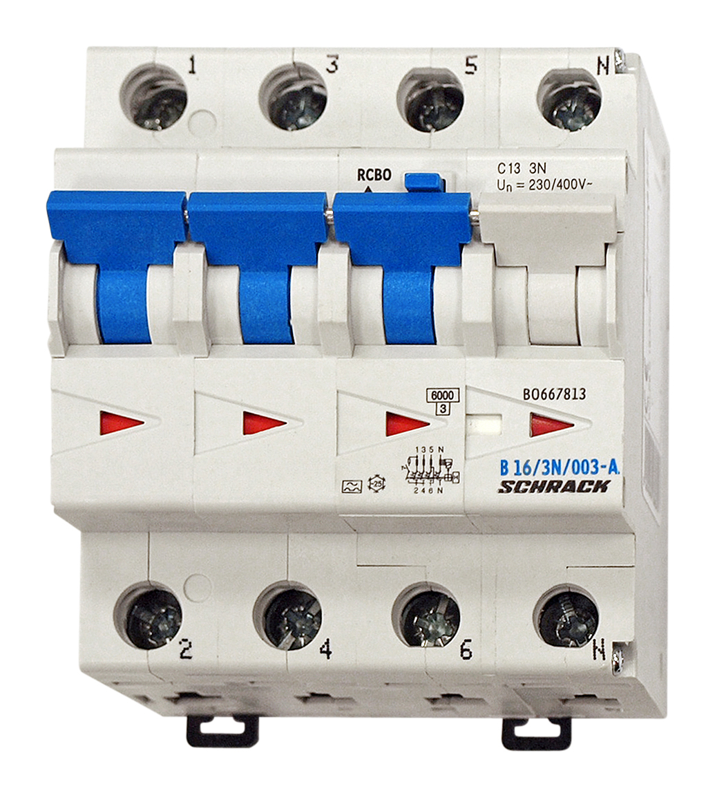 BO  6кА 3P+N B 16A/30mA дифференциальный автоматический выключатель тип А