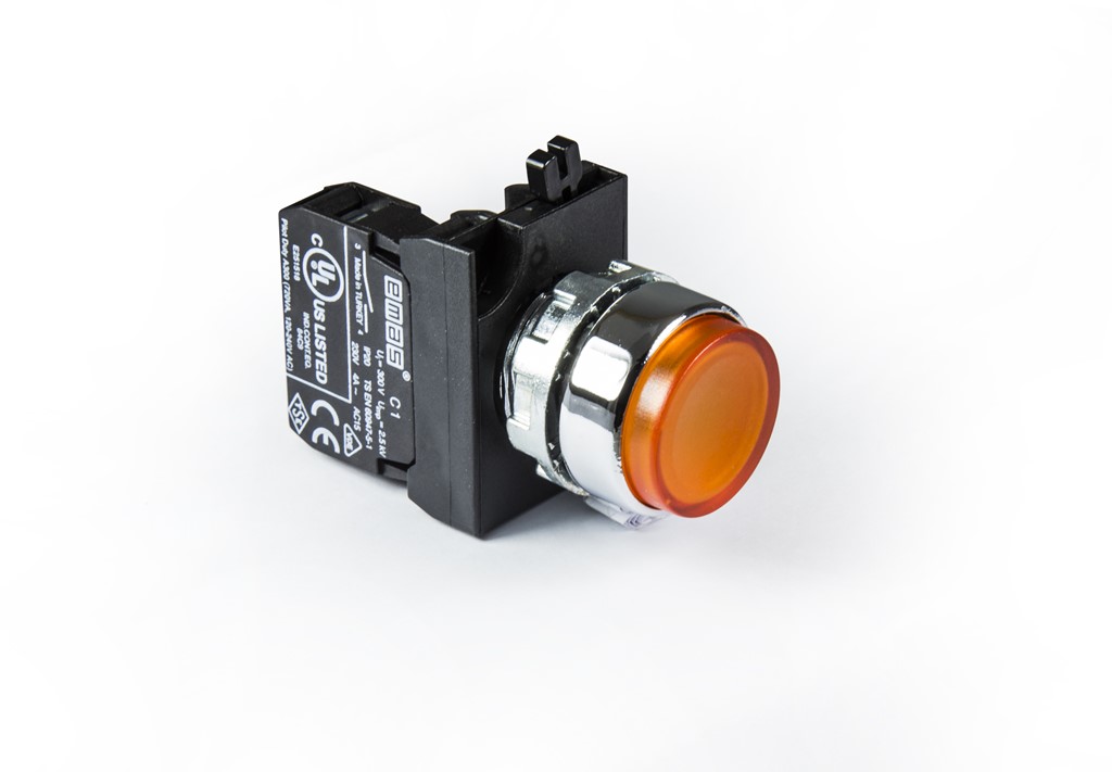 CM-H -Y-(CA-C1)-IP65 Кнопка желтая выступающая металлическая 1НО                                                                                      