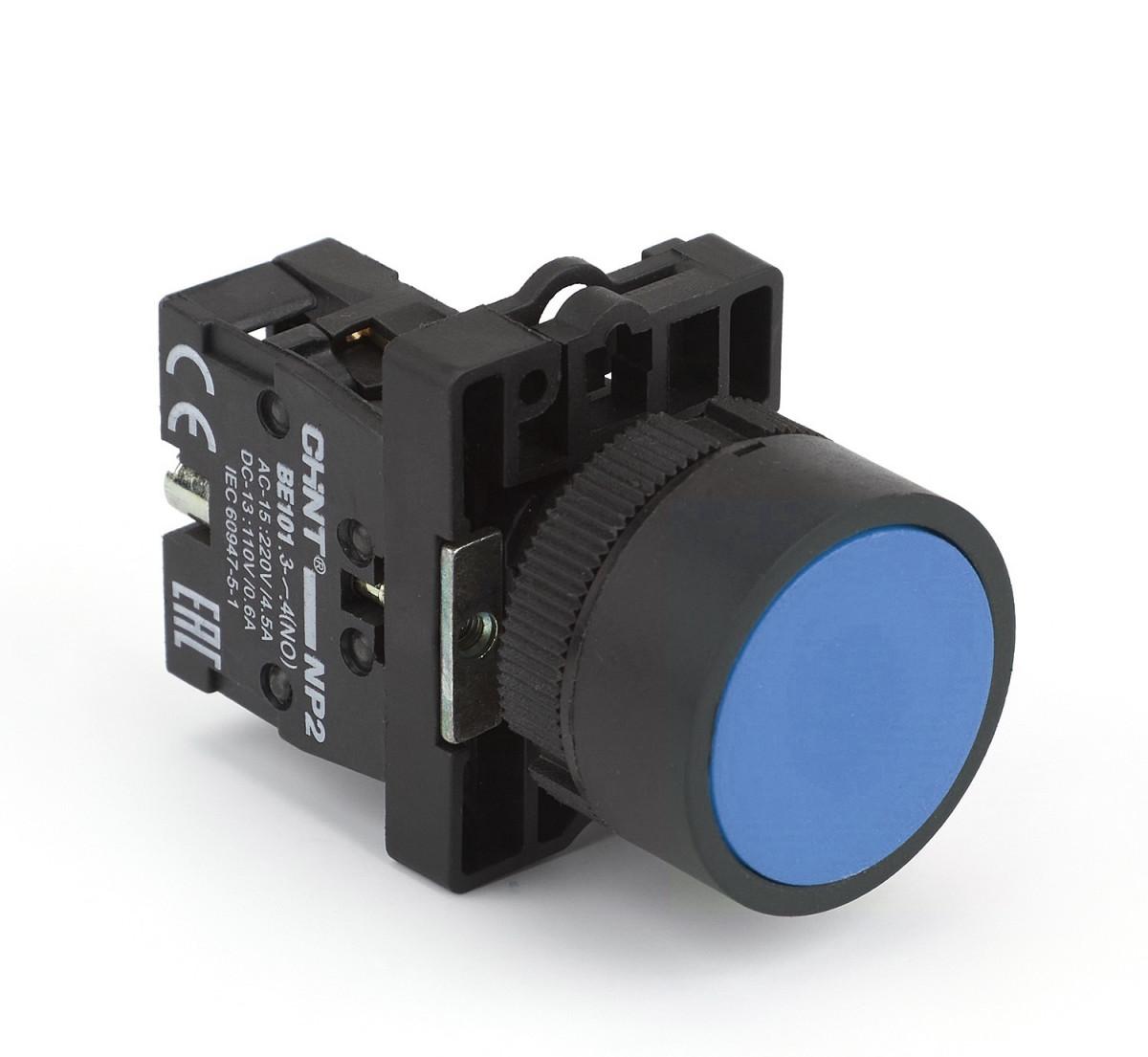 Кнопка управления NP2-EA61 без подсветки синяя 1НО IP40
