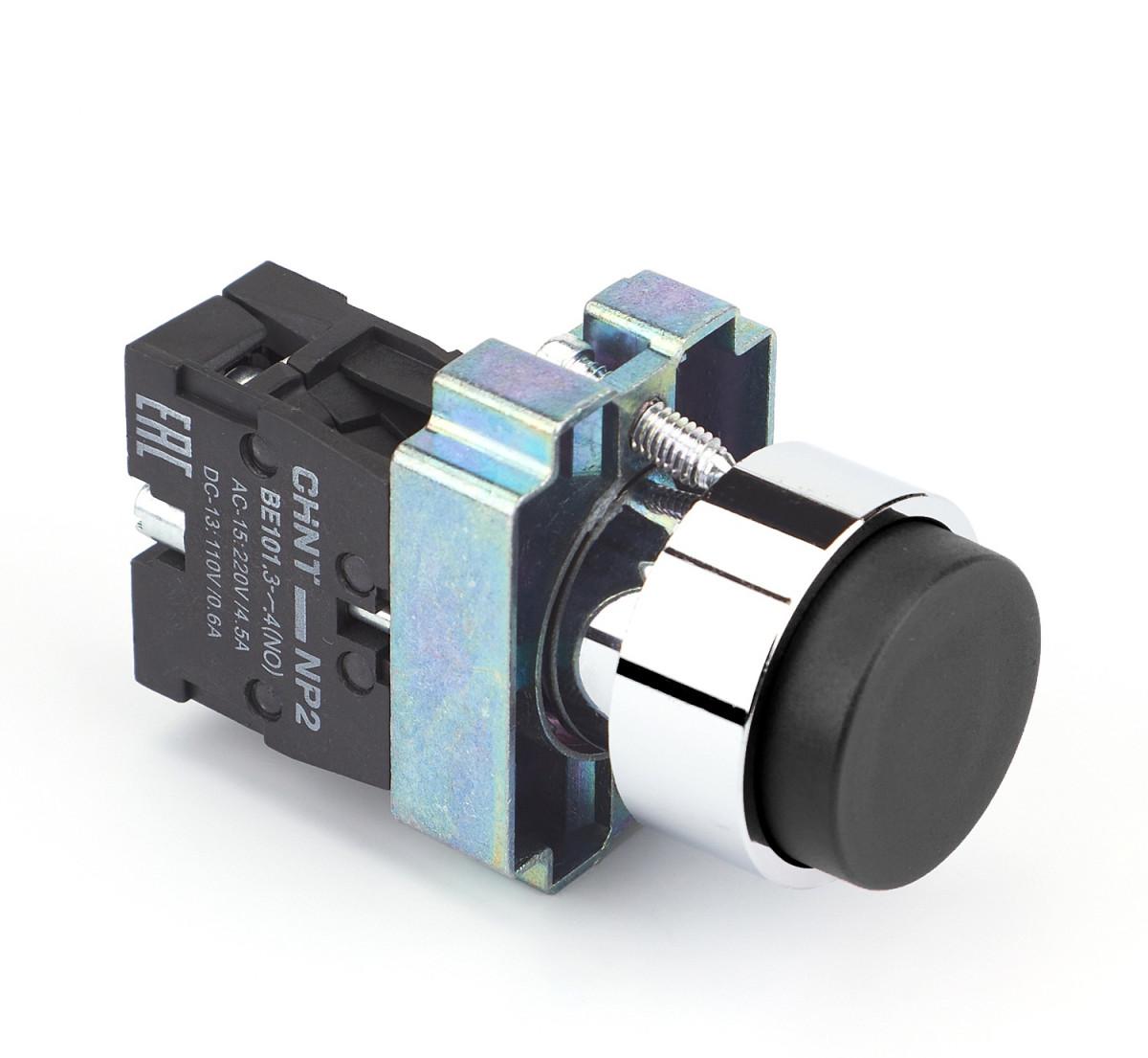 Кнопка управления NP2-BL21 без подсветки, черная, 1НО IP40