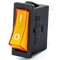 Выключатель в чёрном корпусе жёлтая клавиша с подсветкой1НО