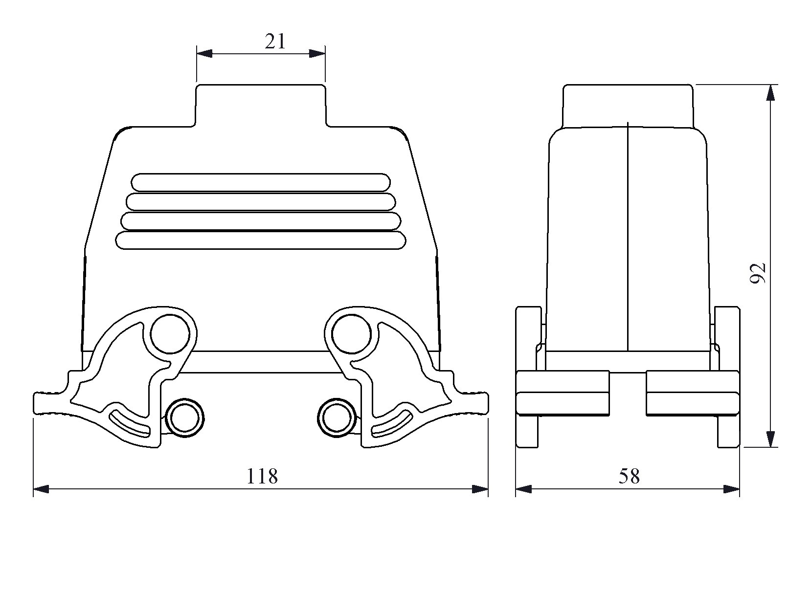 EB-M- 16-PU-34-IP65 Розетка переносная металлическая 16 выводов 16А верхний ввод 4 фиксатора