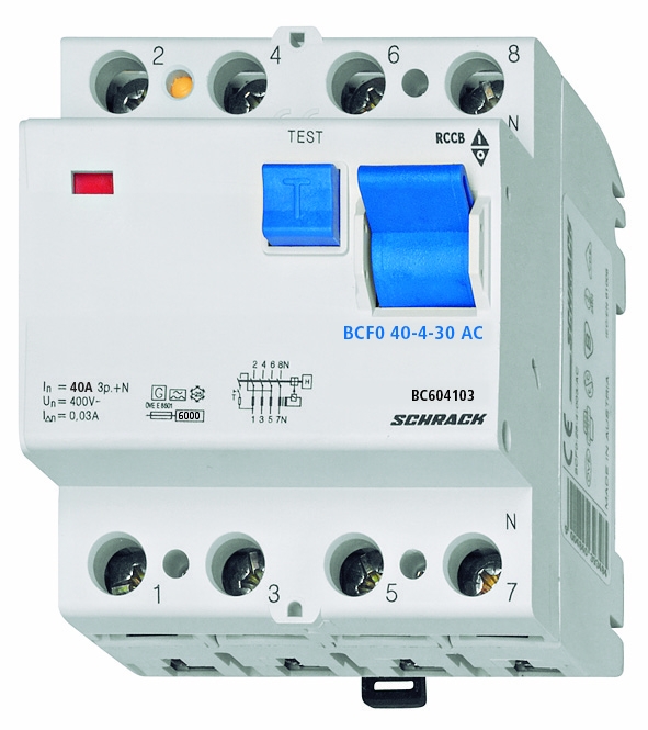 BC  6kA 4p  40A/ 30mA УЗО тип AC