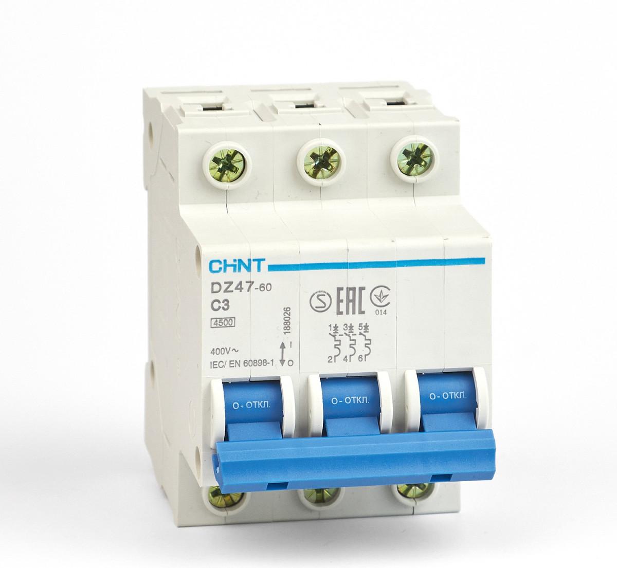 DZ47-60C 3P 03A 4.5kA х-ка C Автоматический выключатель (CHINT)