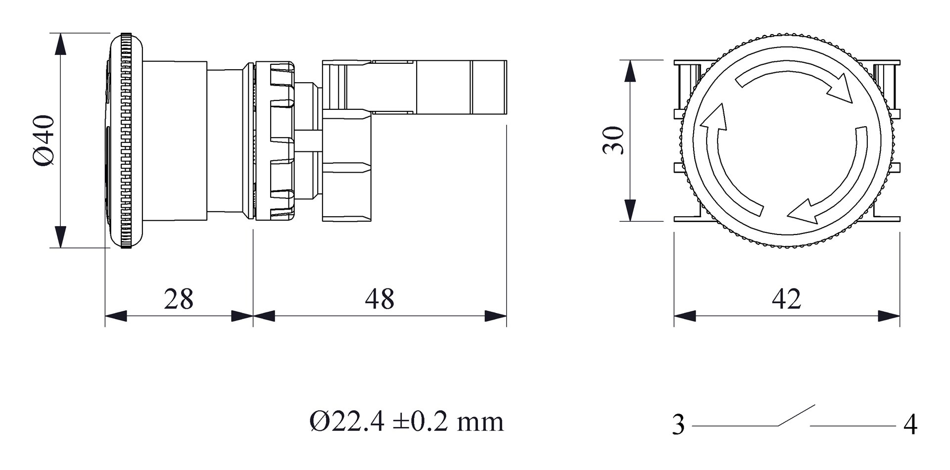 B-E40R-R-(BA-B1)-IP50 Кнопка аварийная пластиковая "Грибок" красная д40 включение вращением 1НО
