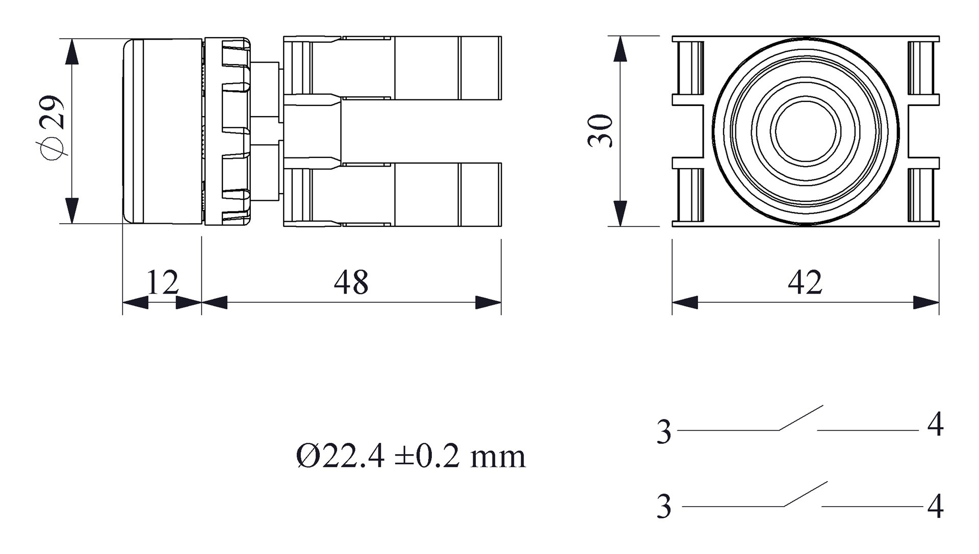 B-F -G-(BA-B1-B1)-IP50 Кнопка с фиксацией зеленая пластиковая 2НО