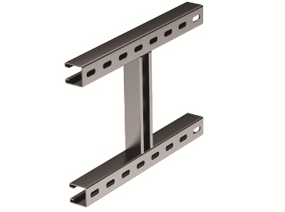 H-образное крепление к вертикальной двутавровой балке, 400 мм, горячеоцинкованное