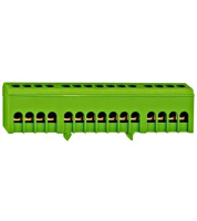 Клемма заземления, 15 отверстий 10/16мм, изолированная