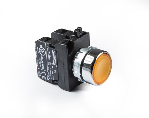 CM-D -Y-(CA-C1-C2)-IP65 Кнопка желтая металлическая 1НО+1НЗ