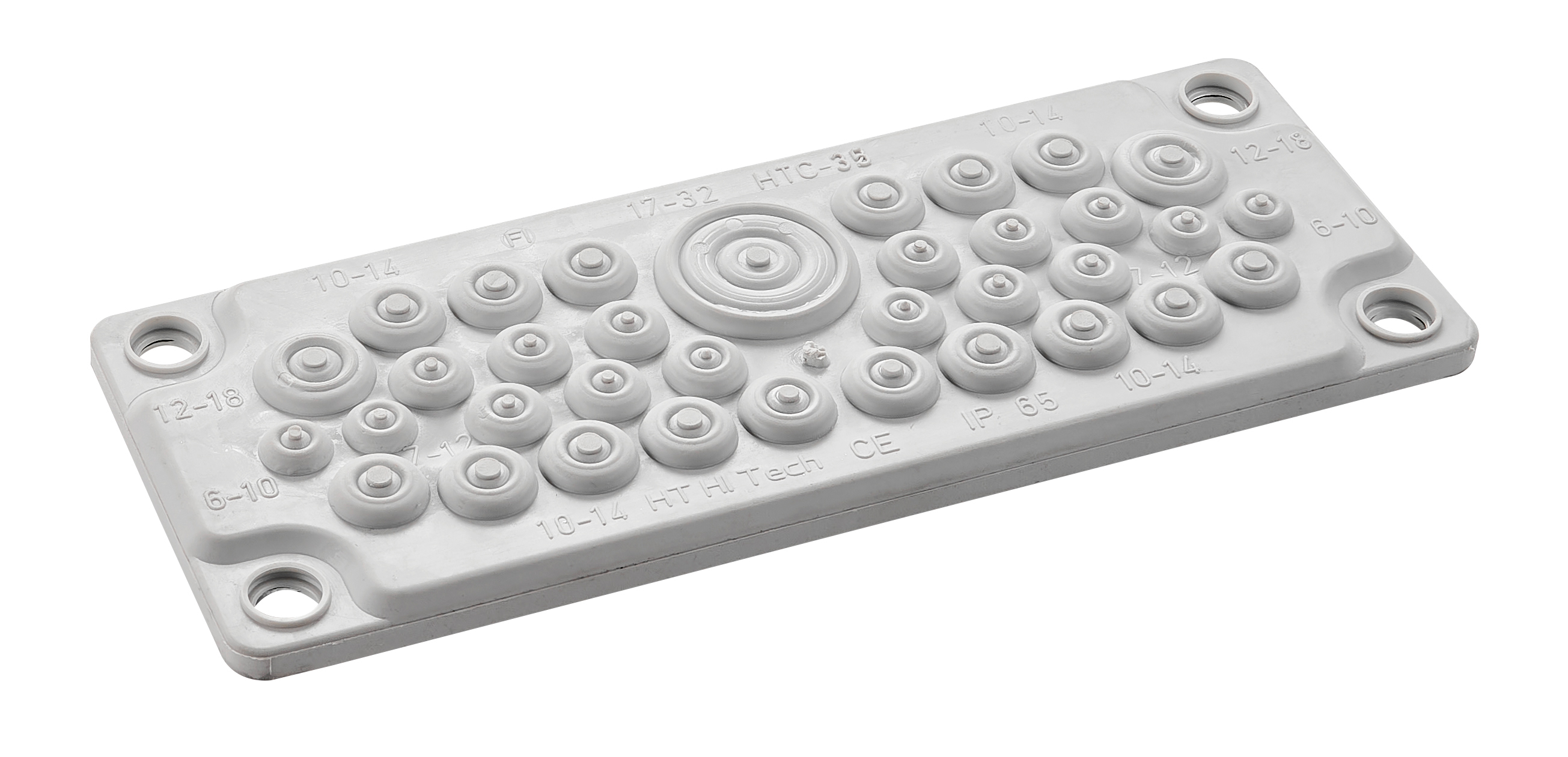 Панель кабельного ввода 216x84 WSTVBF-35(1x17-32,2x12-18,16x10-14,12x7-12,4x 6-10мм) IP65, RAL7035 (SCHRACK), s