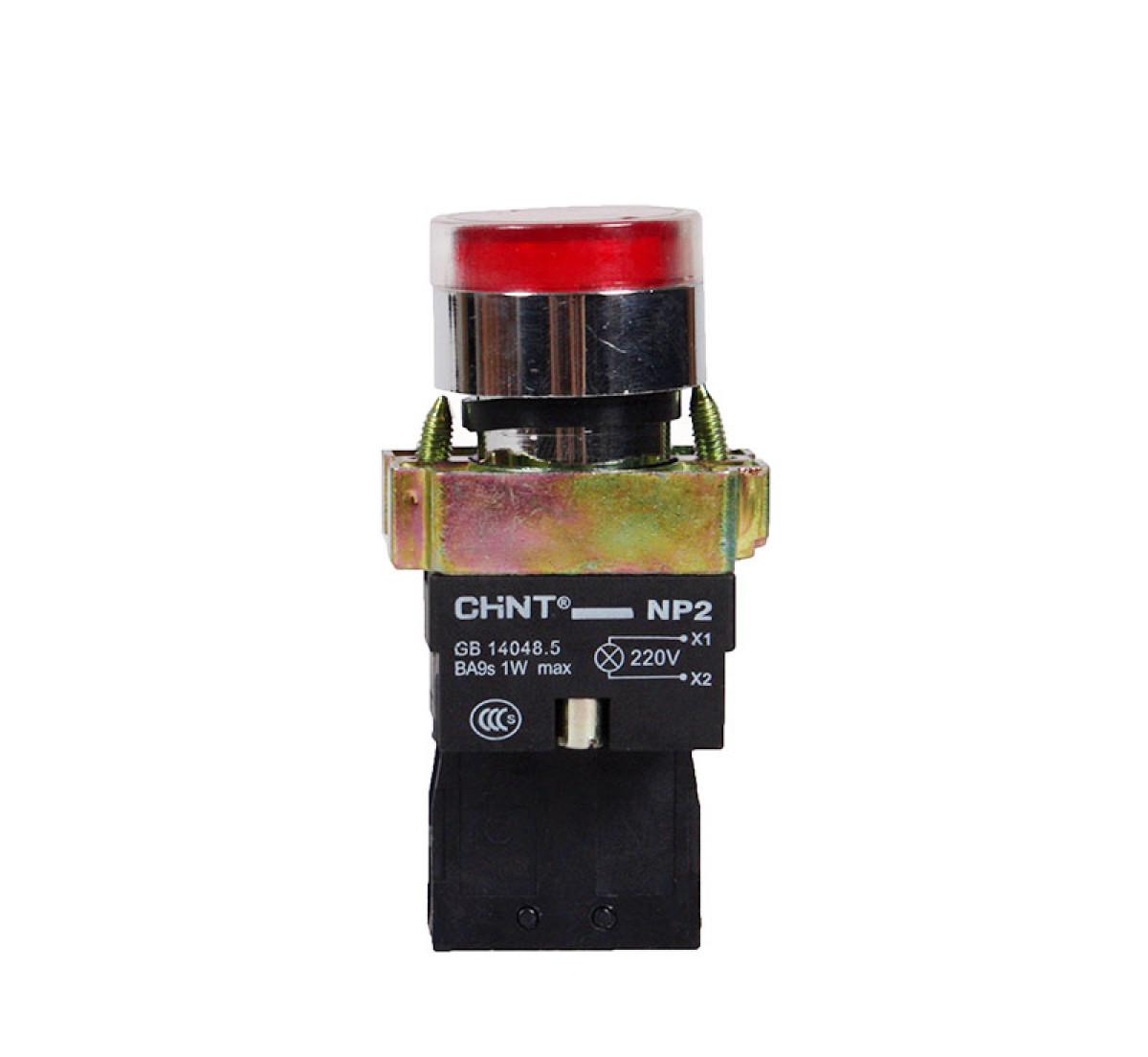 Кнопка управления NP2-EW3465 1НО+1НЗ красная AC/DC230В(LED) IP40