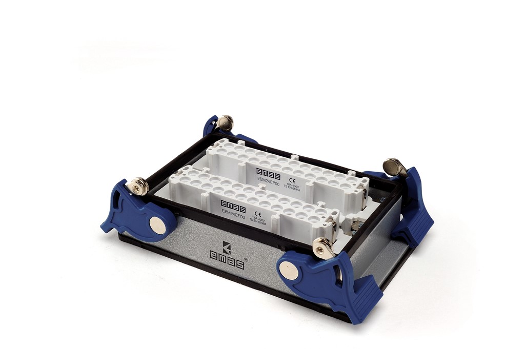 EB-M- 48-PM-44-IP65 Розетка стационарная встраиваемая металлическая 48 выводов 16А нижний ввод 4 фик