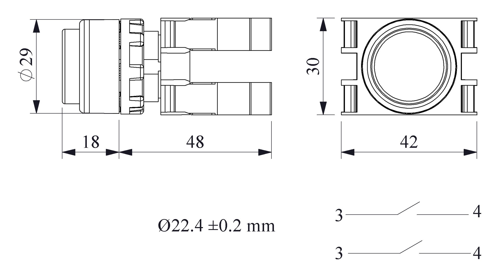 B-H -G-(BA-B1-B1)-IP50 Кнопка выступающая зеленая пластиковая 2НО
