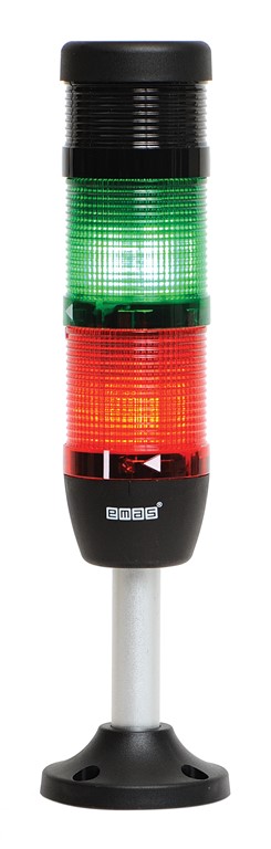 Светосигнальная колонна IK-52-F-024RG-Z-M03 д=50мм, 2уровня, FLASH стробоскоп, 024V AC/DC, красный, зеленый, зуммер, 100мм алюминиевая база