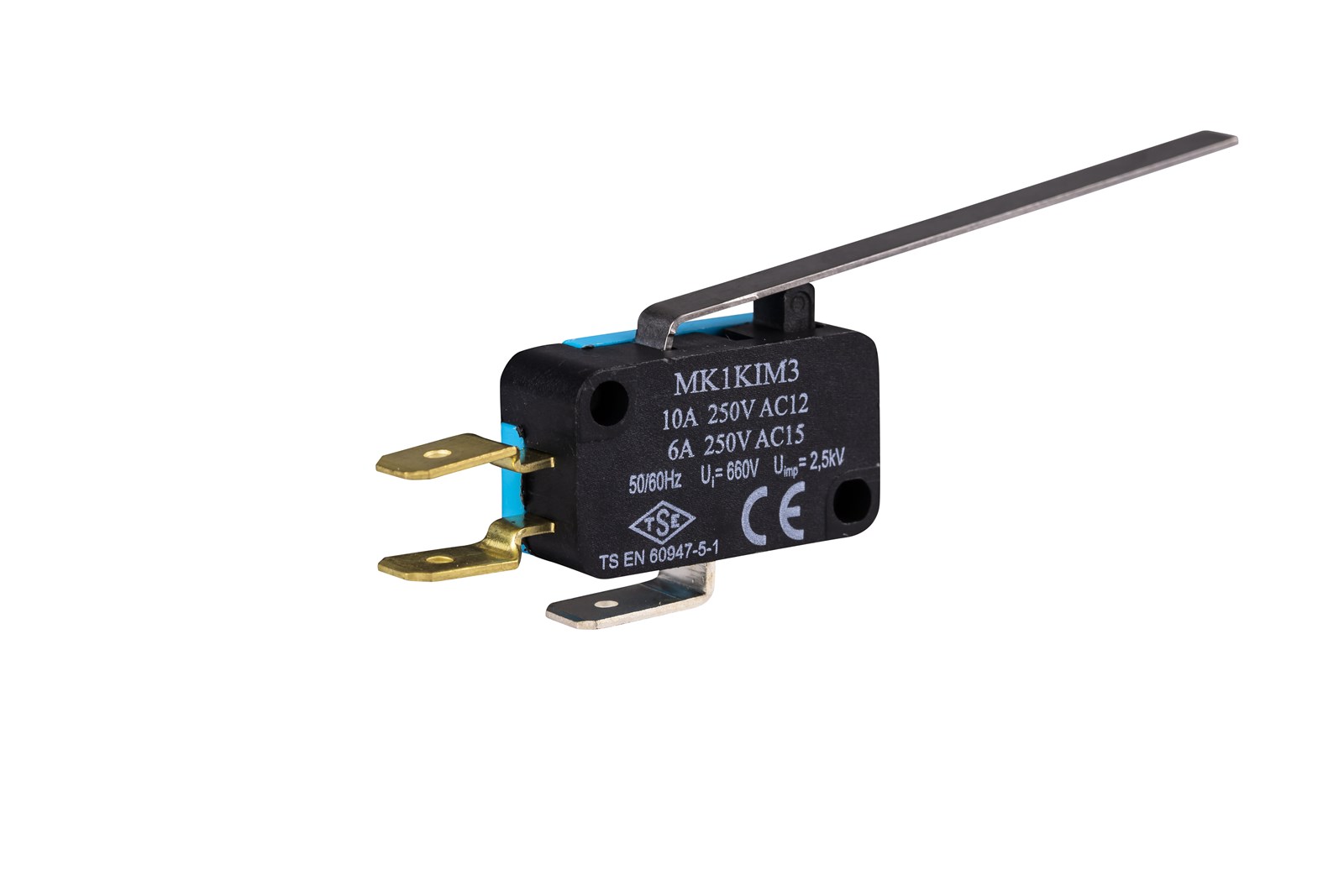 Микропереключатель MK1-KIM3 длинный рычаг 1ПК контакт 10А 440VAC под пайку