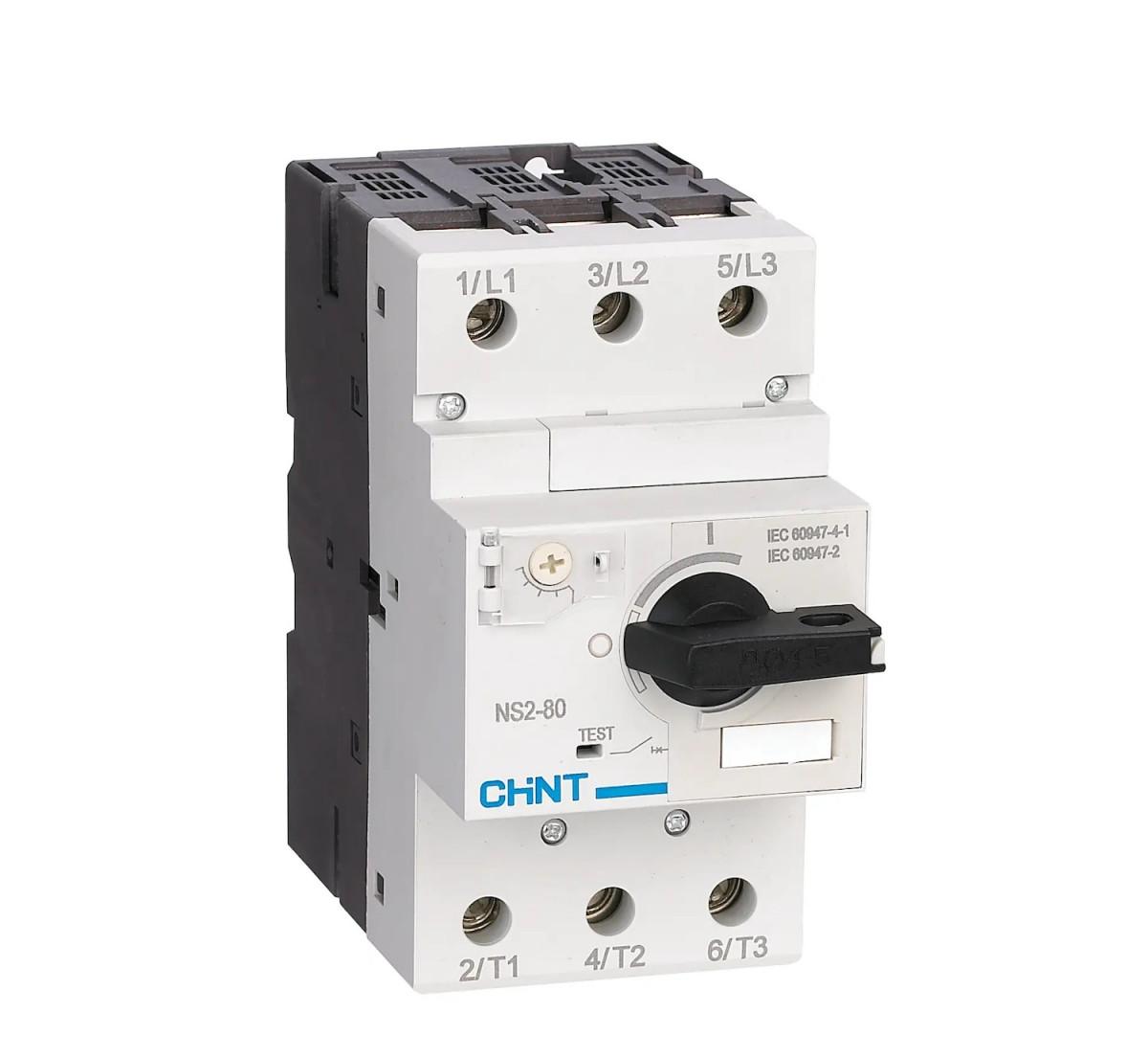 Авт. выкл. защиты двигателя NS2-80X 3p 63,00А (40,00-63,00) 30,00кВт с поворотной ручкой (CHINT)