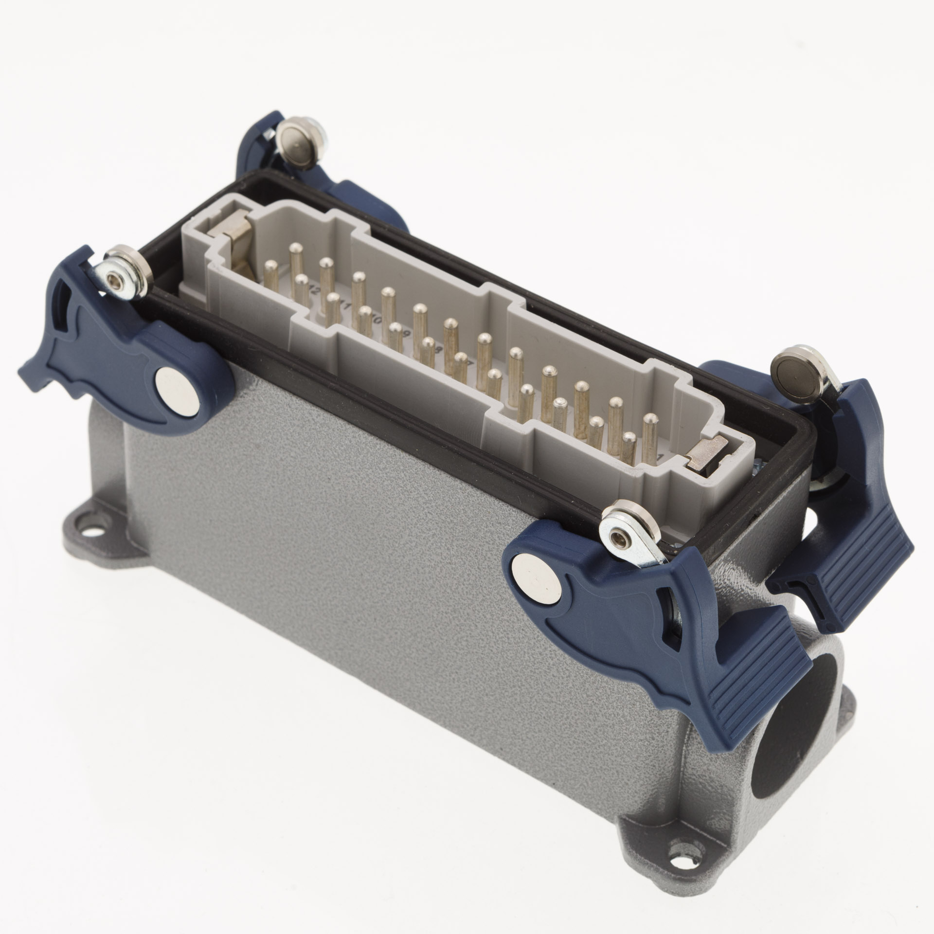 EB-M- 24-FD-14-IP65 Вилка стационарная на плоскость металлическая 24 вывода 16А боковой ввод 4 фикса