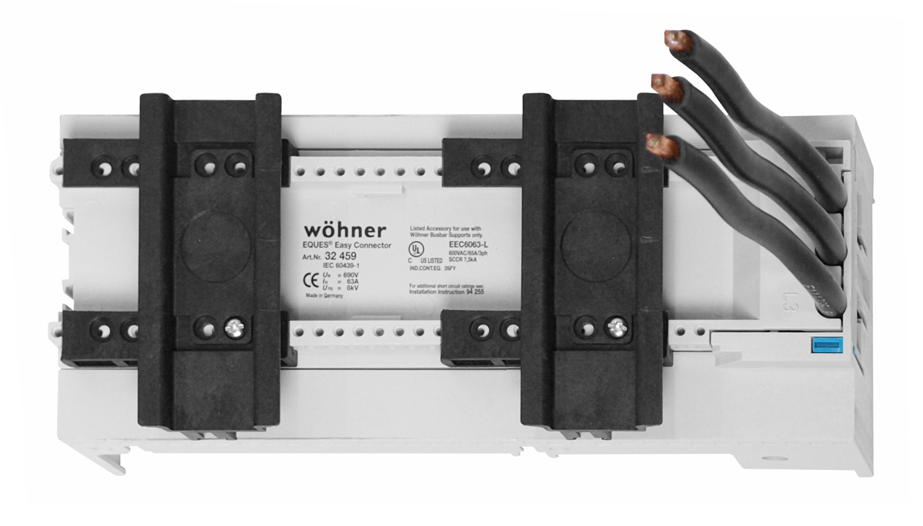 Шинный адаптер EСC 63A(81х200) для системы шин 60мм, 2 держателя с дин-рейкой 4,5модуля