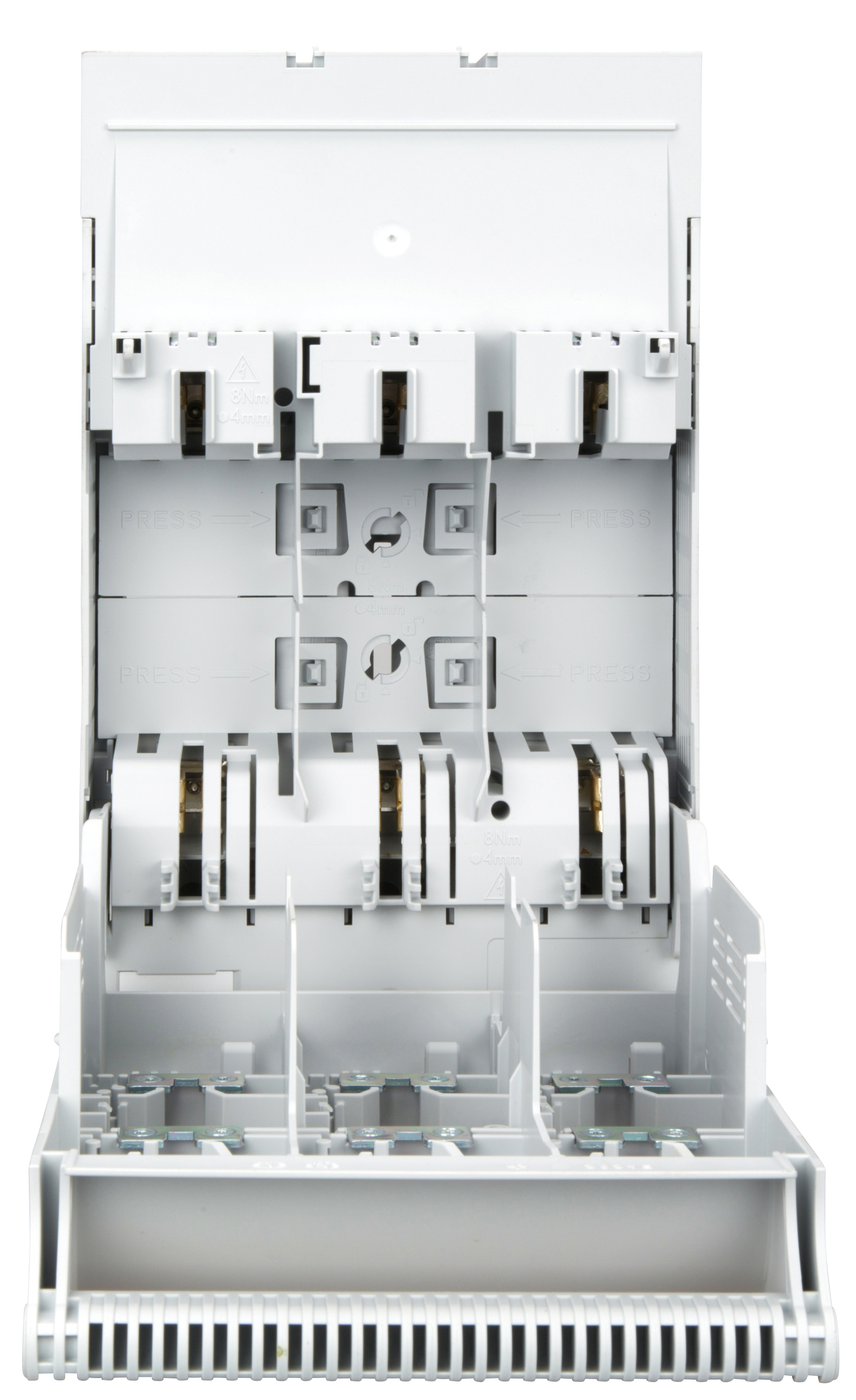Горизонтальный ПВР ARROW BLUE-01-3/F габарит NH01(250А) 3полюса, М10/150 монтаж на плату