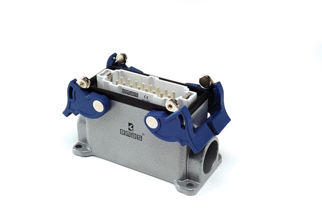 EB-M- 16-FD-24-IP65 Вилка стационарная на плоскость металлическая 16 выводов 16А двойной боковой вво