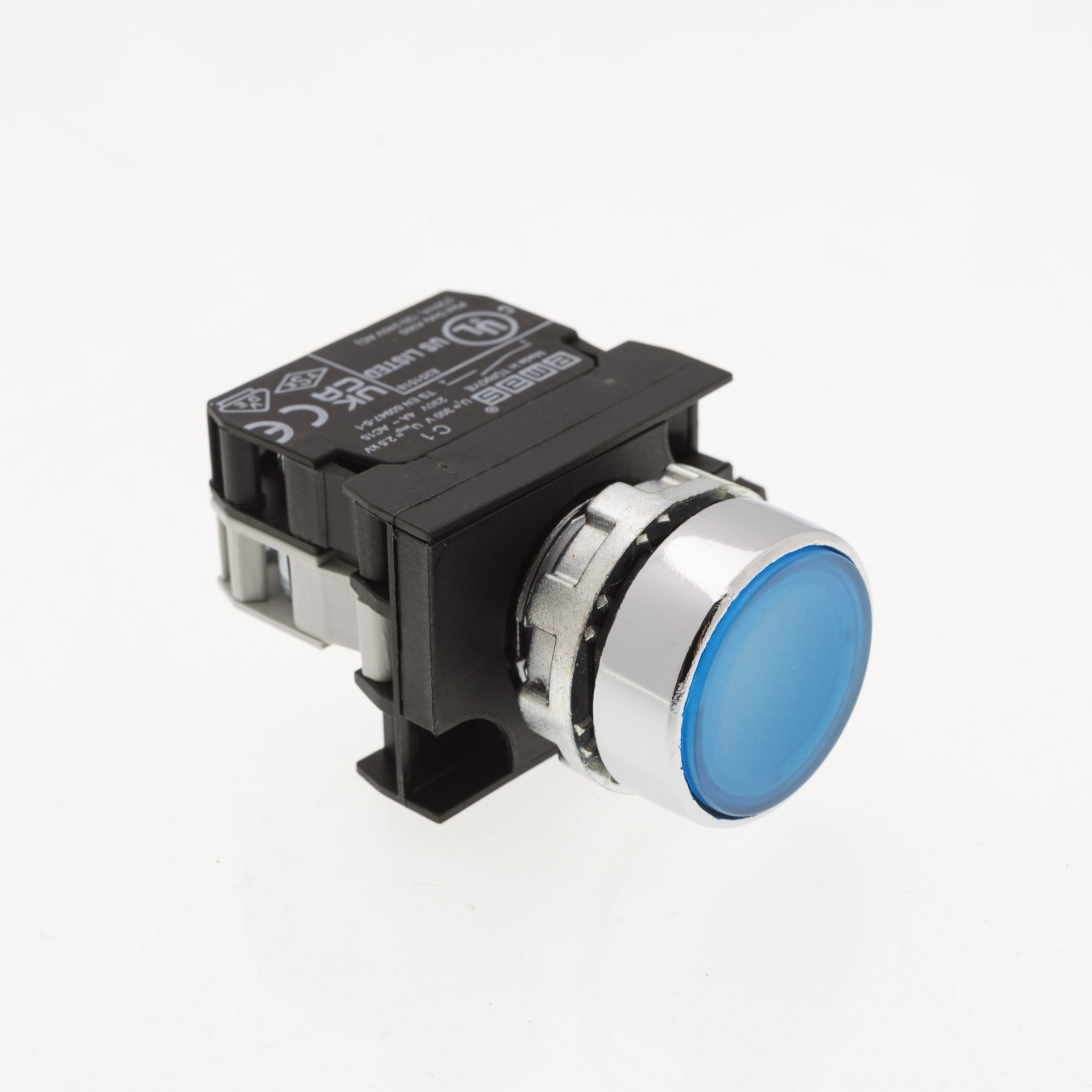 CM-D -B-(CA-C1-CB7)-IP65 Кнопка нажимная синяя металлическая LED 12-30V AC/DC (1НО)