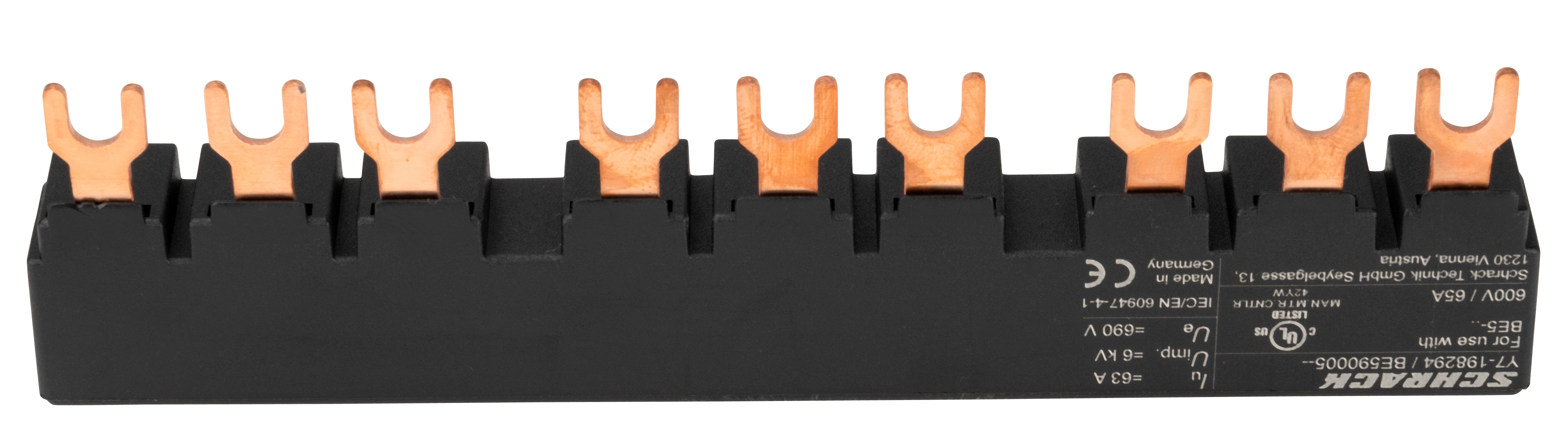 BE5 Трёхфазная соединительная шина для 3хBE5, 45мм, вилочная, UL-сертификация