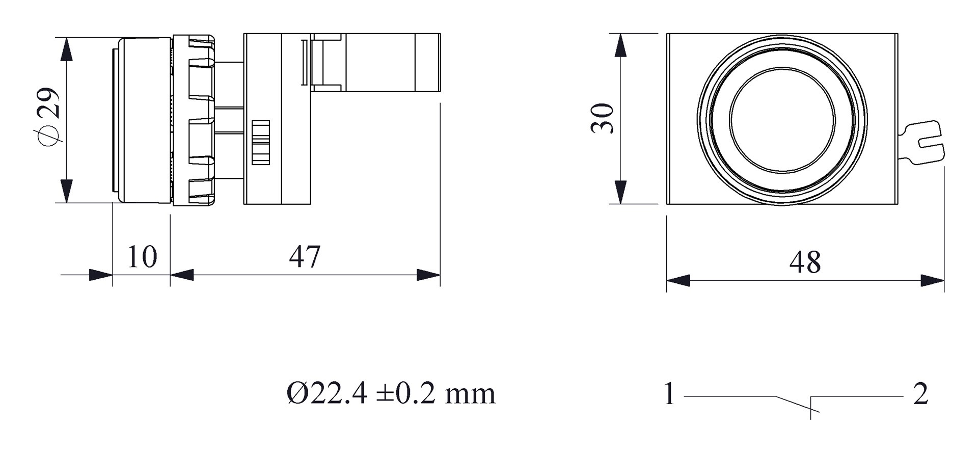 CM-D -W-(CA-C2)-IP65 Кнопка белая металлическая 1НЗ