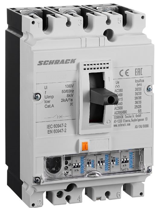 Выключатель в литом корпусе, тип ENM, 3 полюса, 50 кА, 400 A