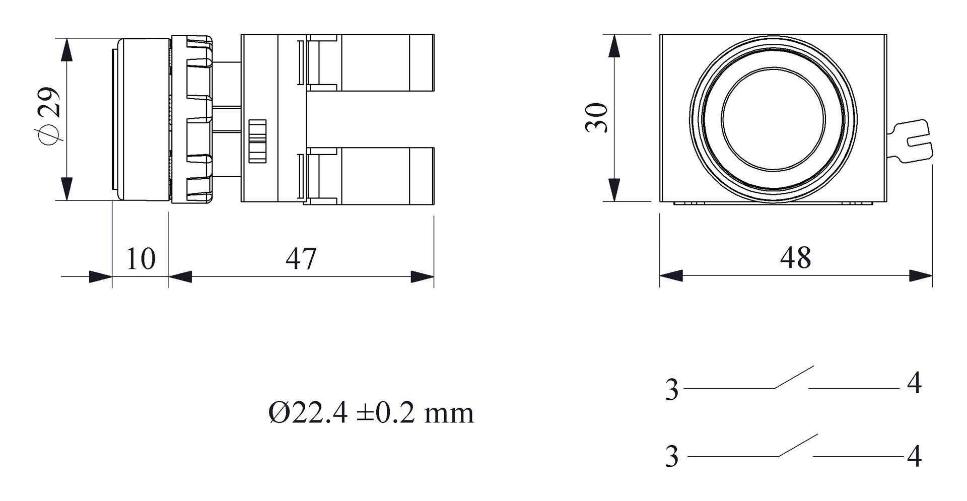 CM-D -B-(CA-C1-C1)-IP65 Кнопка синяя металлическая 2НО