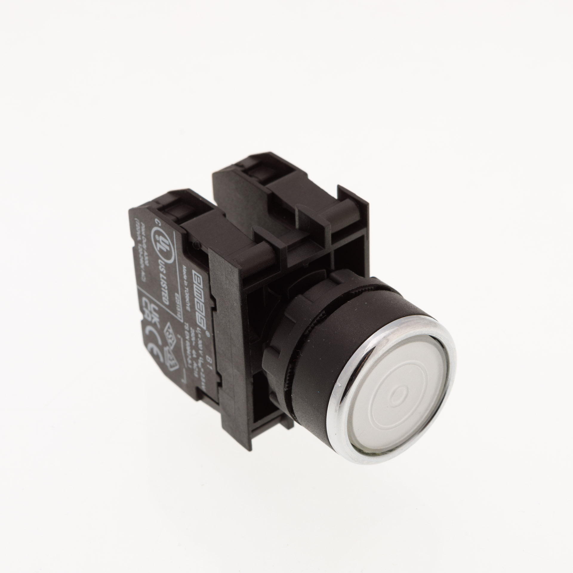 B-F -W-(BA-B1-B2)-IP50 Кнопка с фиксацией белая пластиковая 1НО+1НЗ