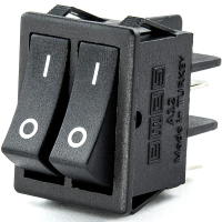 Выключатель в чёрном корпусе две чёрные клавиши 1НО+1НЗ