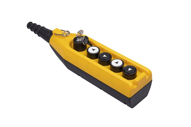 Крановый пульт PV5-AC20-B-2-2-IP65 желто-черный с CP-AC20-(CA1C2) и 2 группами PVT(HBD-HSD)-1B11B2 одна скорость 1НО+1НЗ контакта