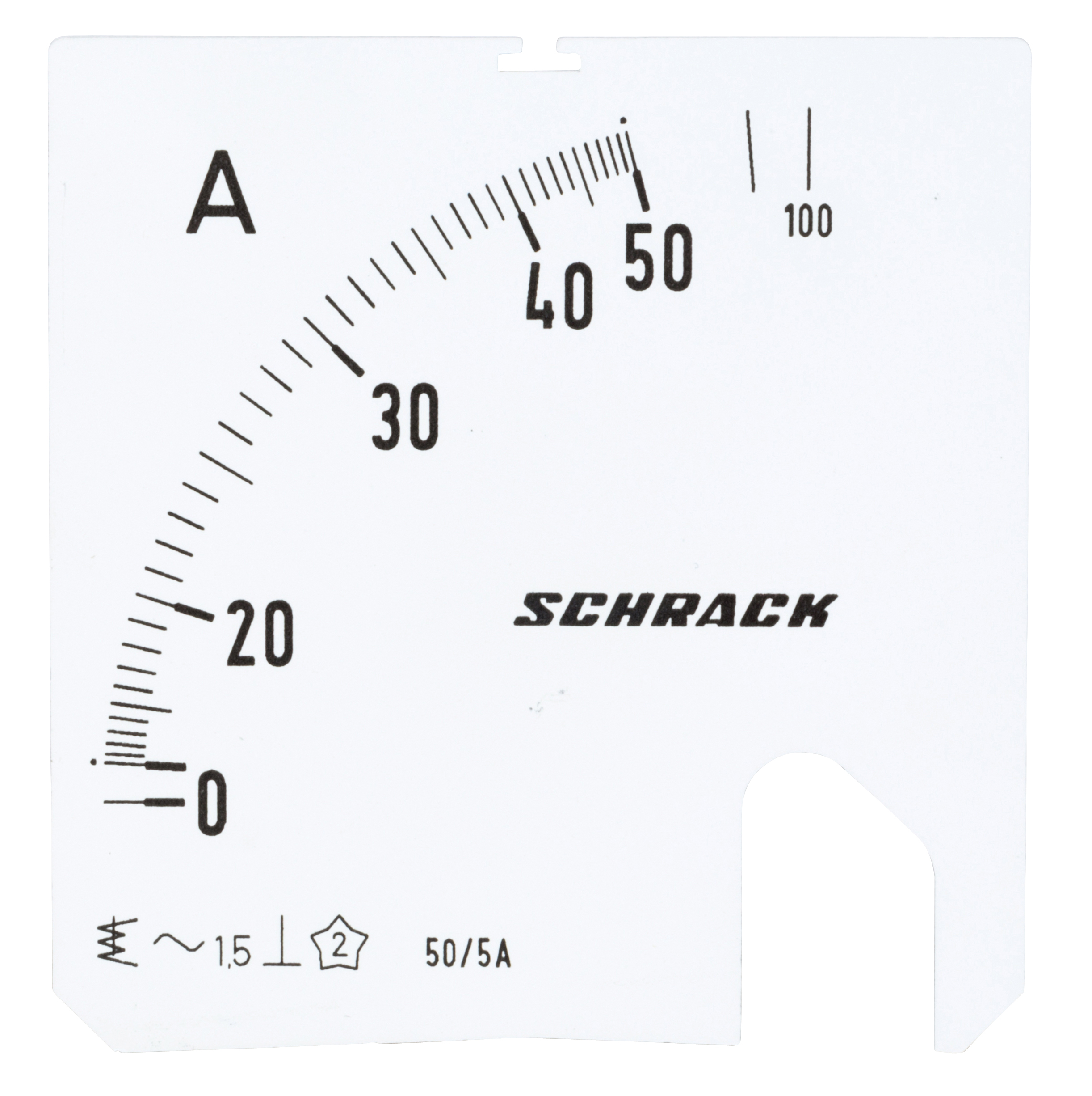 MGF Шкала амперметра 72х72,   50/100/5A, SCHRACK