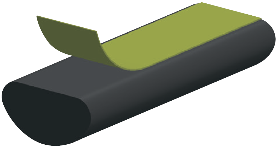 Уплотнитель овальный с клеевой основой FOAM GASKETING  4х15мм (Кратно 50м.)