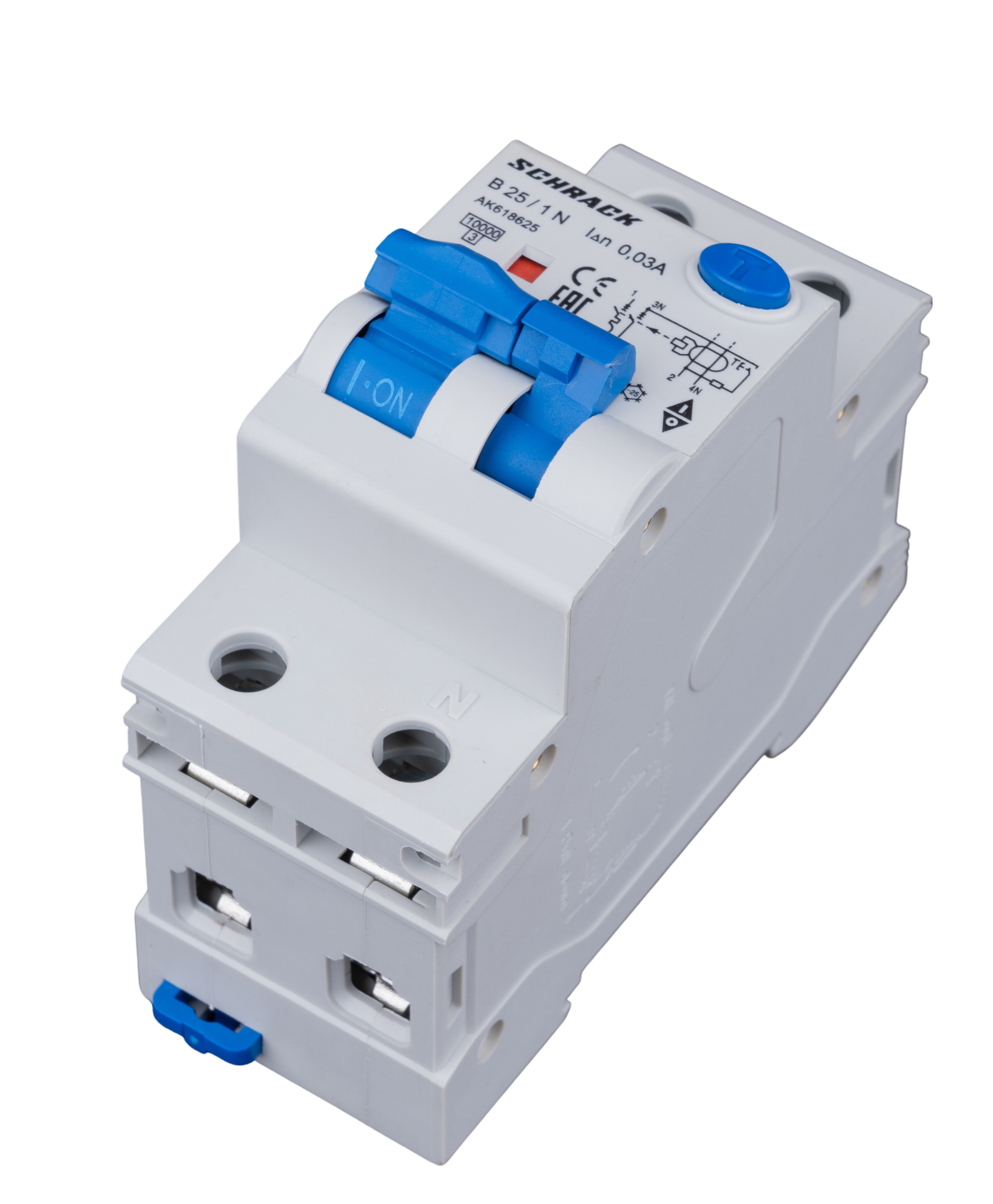 AK 10кА 1P+N B 25A/30mA Дифференциальный автоматический выключатель тип A