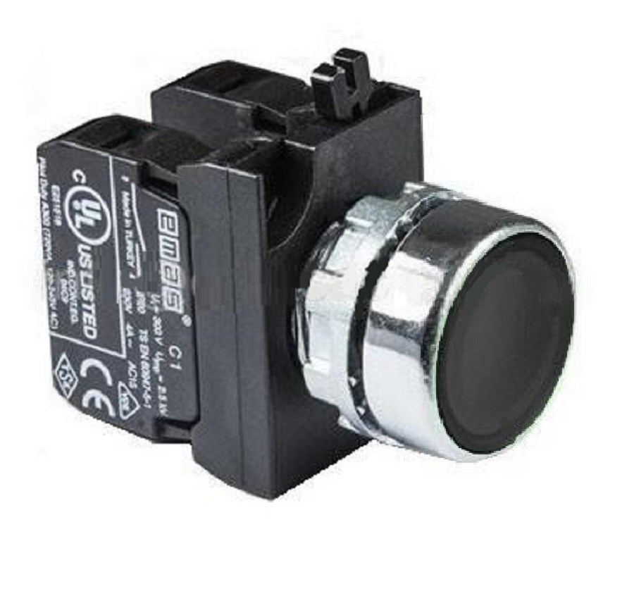 CM-D -B-(CA-C1-C2)-IP65 Кнопка черная металлическая 1НО+1НЗ