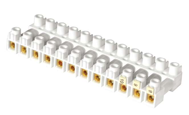 NR-1 Разъемные клемные зажимы 2,5-4мм 12 пол. папа-мама, белый [ст.арт.5060]