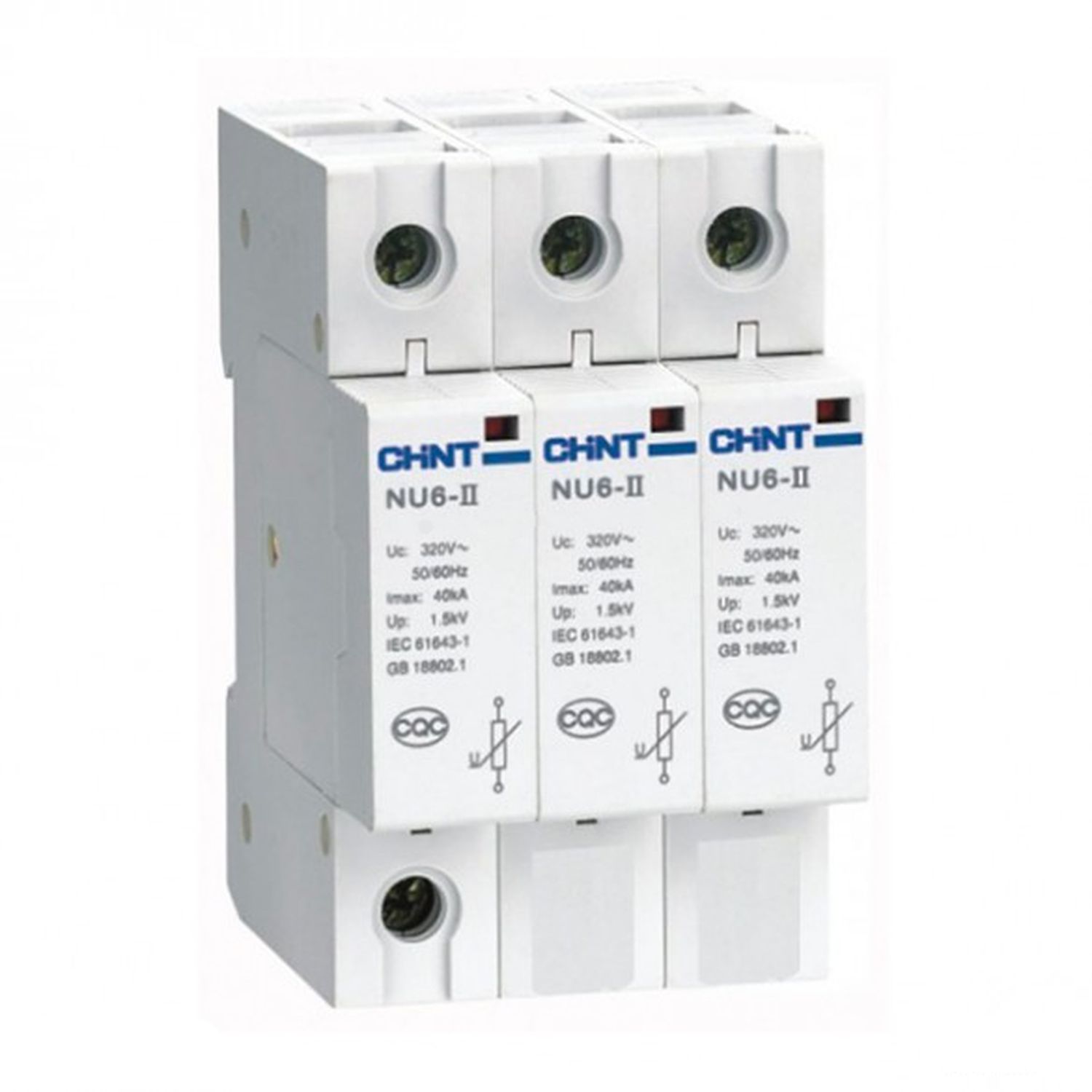 Ограничитель имп. перенапр. NU6-II 3P In=15кА  Uc=385B Im=40кА