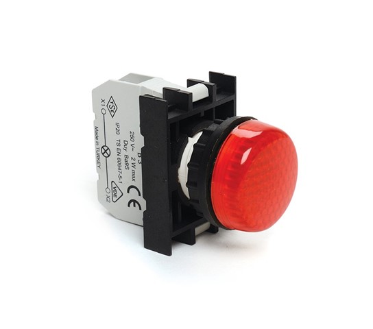 B-X-Ba9S- R-IP50 Сигнальная арматура красная пластиковая с блок контактом подсветки B3 без светодиод