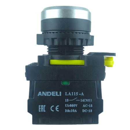 LA115 Кнопка белая пластиковая 1НО+LED 230V AC, без фиксации IP65