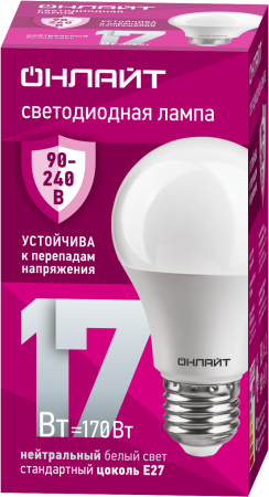 Лампа ОНЛАЙТ 90 403 OLL-A60-17-230-4K-E27 (PRO 90-240 В)