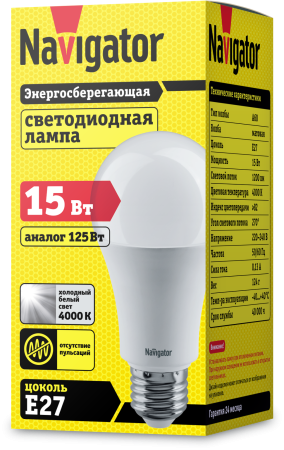 Лампа Navigator 71 365 NLL-A60-15-230-4K-E27