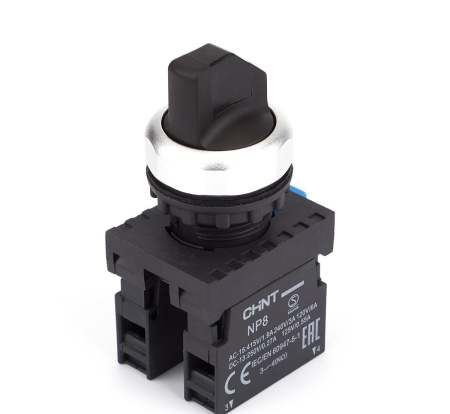 Переключатель без подсветки NP8-20X/382, 3 положения , чёрный, 2НО, IP65 (R)