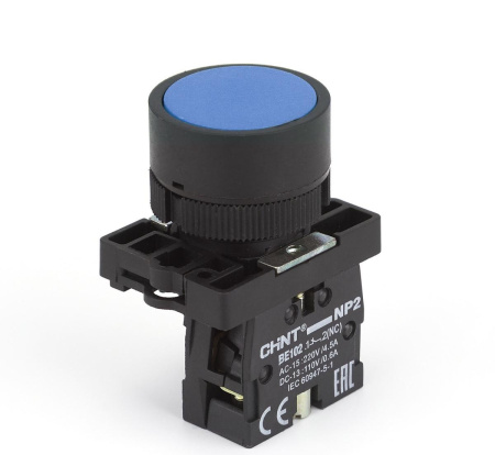 Кнопка управления NP2-EA61 без подсветки синяя 1НО IP40