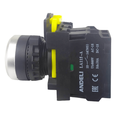 LA115 Кнопка синяя пластиковая 1НО+LED 230V AC, без фиксации IP65