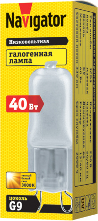 Лампа галог. капсуль. NH 230V 40W  G9  JCD9 frost 2000h Navigator 94 232. Код ОКРБ 007-2012: 27.40.12