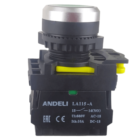 LA115 Кнопка синяя пластиковая 1НО+LED 230V AC, без фиксации IP65